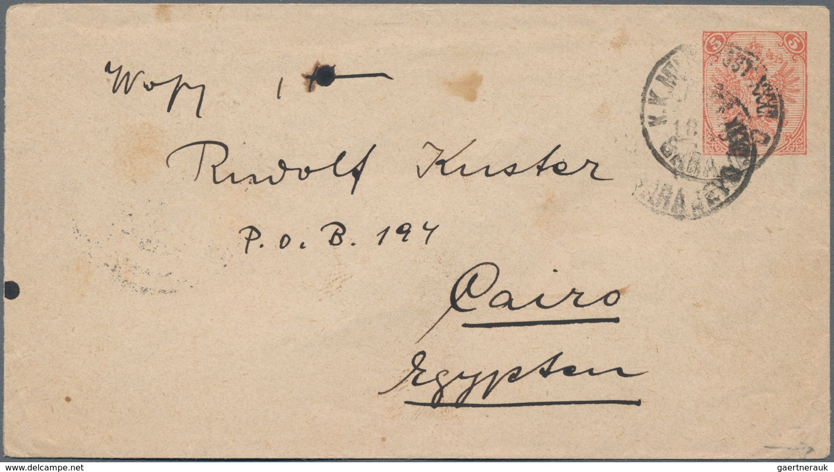 Bosnien Und Herzegowina - Ganzsachen: 1882 Postal Stationery Envelope 5k. Red Used From Sarajevo To - Bosnië En Herzegovina