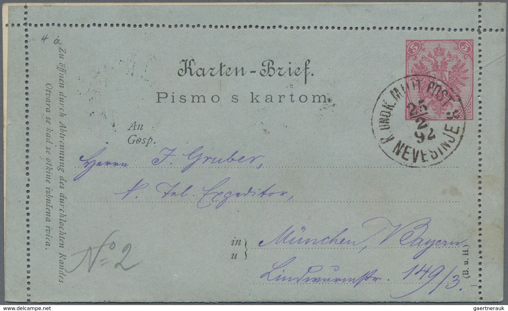 Bosnien Und Herzegowina - Ganzsachen: 1892, 10 H Used Card Letter With Content "K. U. K. MILIT. POST - Bosnia And Herzegovina