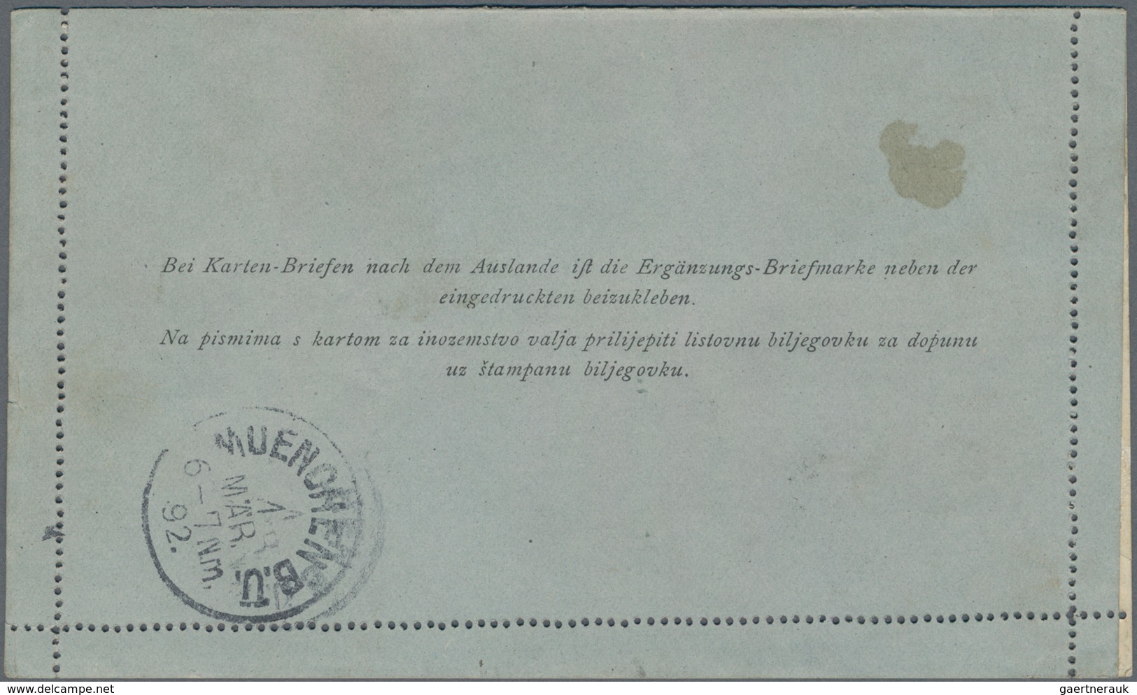 Bosnien Und Herzegowina - Ganzsachen: 1892, 10 H Used Card Letter With Content "K. U. K. MILIT. POST - Bosnië En Herzegovina