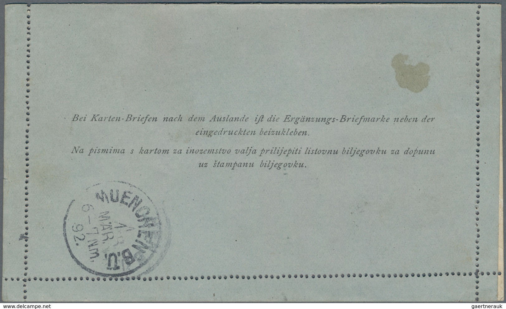 Bosnien Und Herzegowina - Ganzsachen: 1892, 10 H Used Card Letter With Content "K. U. K. MILIT. POST - Bosnia And Herzegovina