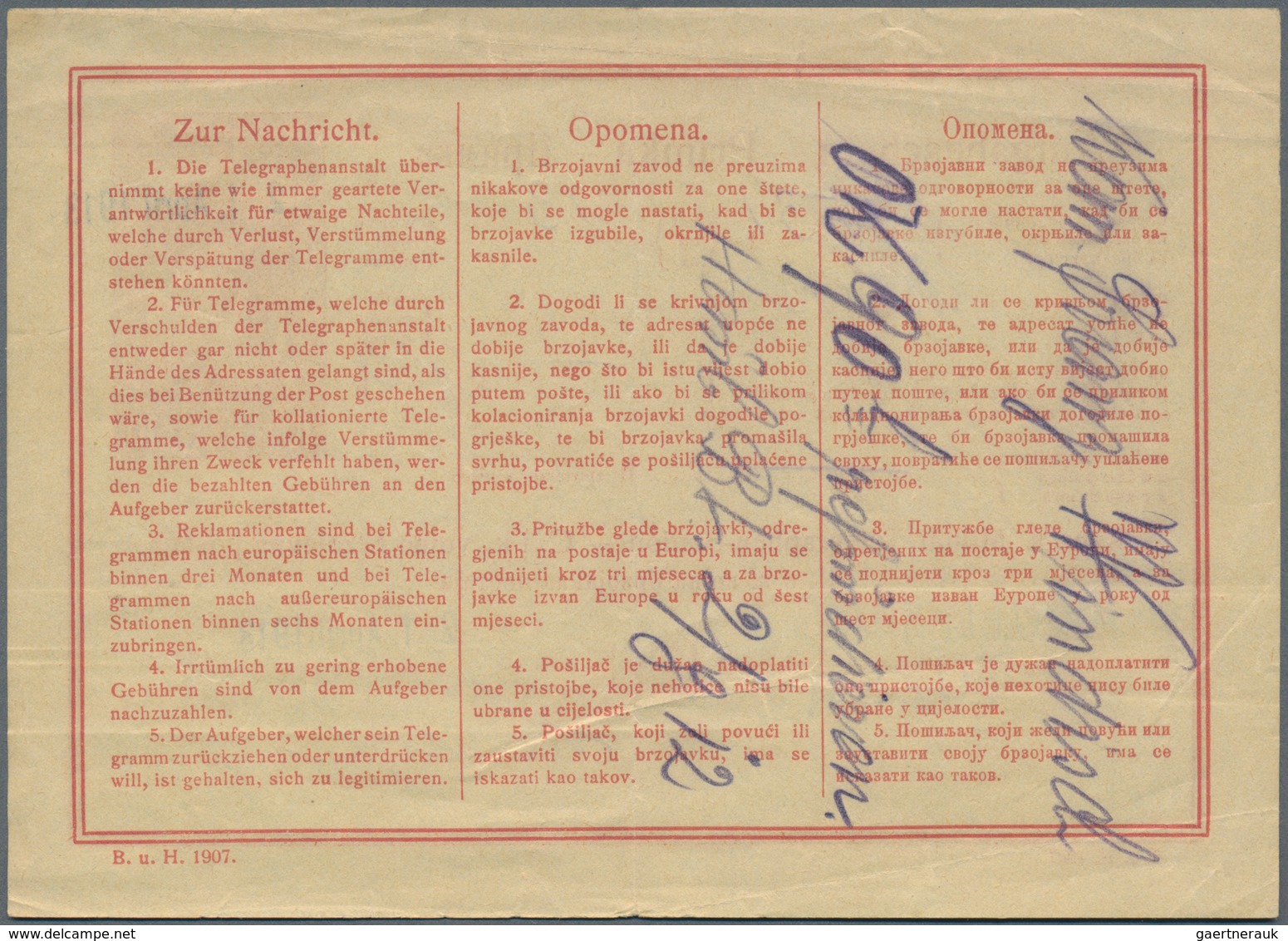 Bosnien Und Herzegowina - Ganzsachen: 1900/1907, 10 H Rose Receipt (Aufgabeschein) Cancelled With Bl - Bosnië En Herzegovina