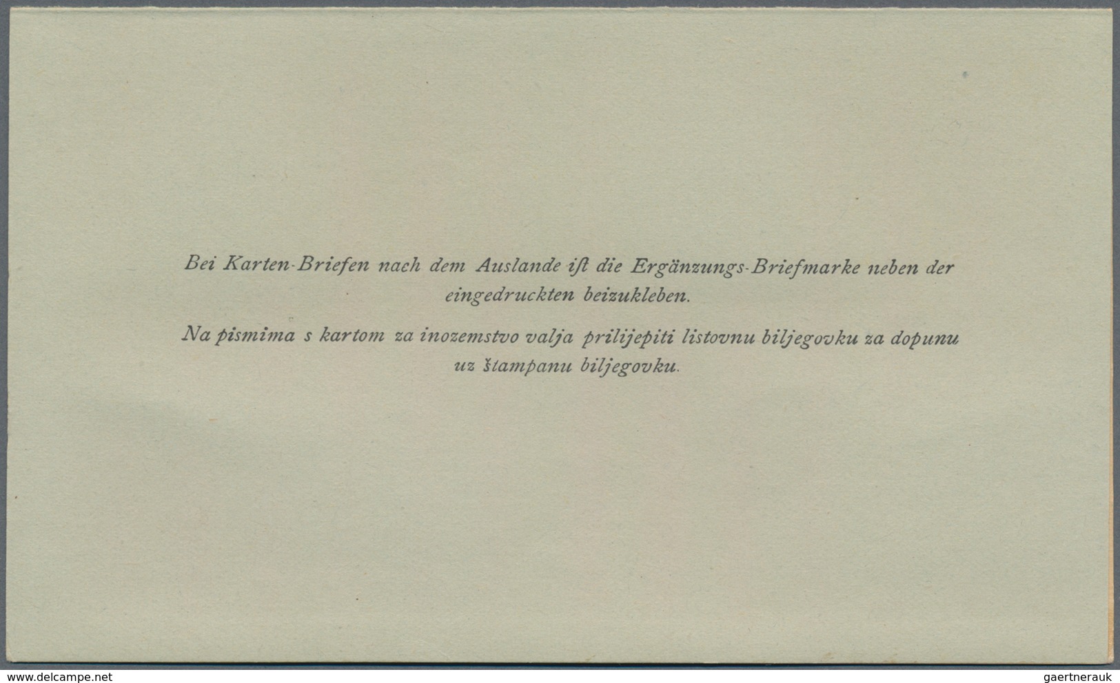 Bosnien Und Herzegowina - Ganzsachen: 1900, 10 Heller Card Letter Unused With Missing Perforation. - Bosnien-Herzegowina