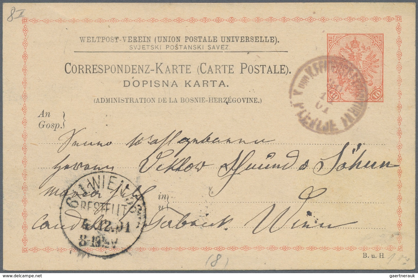 Bosnien Und Herzegowina - Ganzsachen: 1901, "K.und K.FELDPOST EXPOSITUR N1 PLEVLJE" Rare Circle Canc - Bosnië En Herzegovina