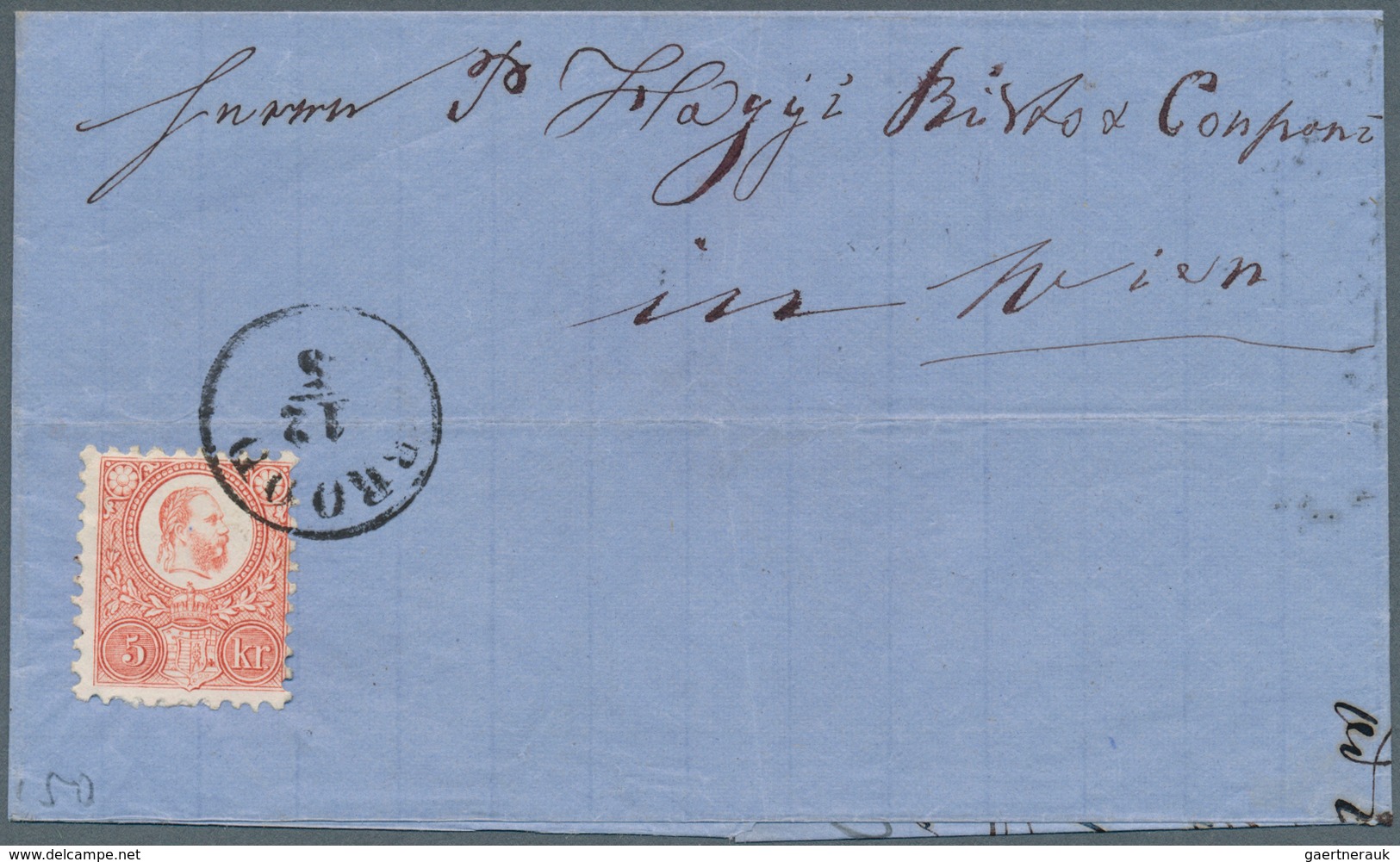 Bosnien Und Herzegowina - Stempel: 1872, 5kr. Red Single Franking On Lettersheet From "BROD 12/5" To - Bosnien-Herzegowina