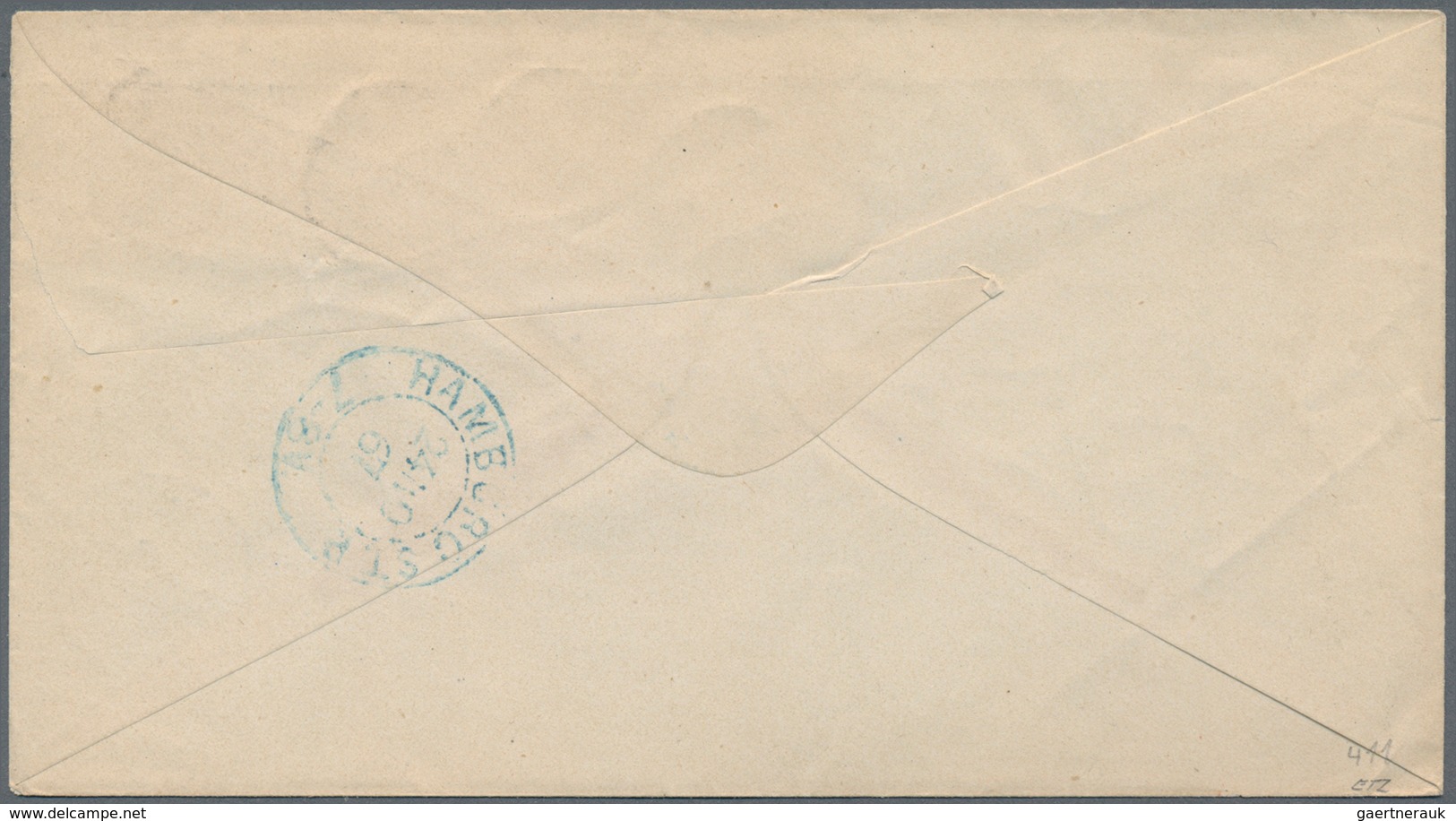 Dänemark: 1864 2s. Blue Horizontal Strip Of Four Used On Cover From Ribe To Hamburg In 1867, All Tie - Ongebruikt