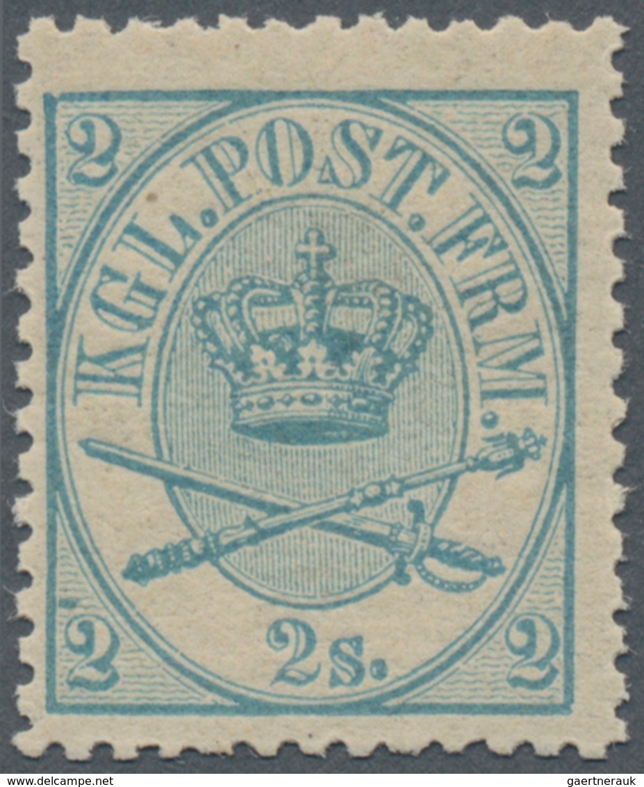 Dänemark: 1870 2s. Blue From 7th Printing, PERF 12½, MINT NEVER HINGED, Very Lightly Stained (gum), - Ongebruikt