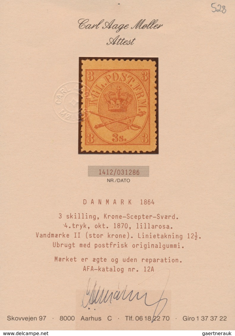 Dänemark: 1870 3c. Lilac-rose, PERF 12½, 4th Printing, MINT NEVER HINGED, With Few Little Brownish S - Ongebruikt