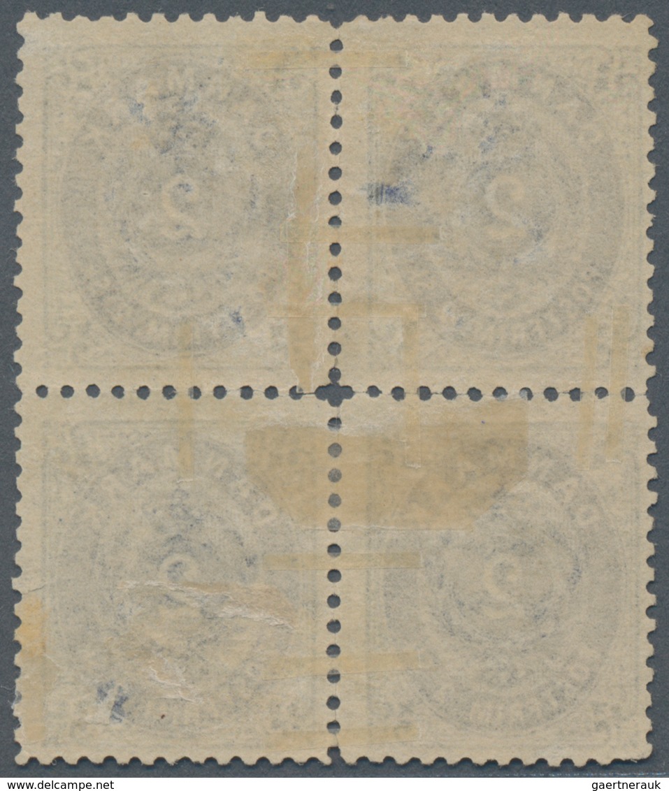Dänemark: 1871 2s. Grey & Ultramarine, PERF 12½, Block Of Four From Printing 1a, Sheet Pos. A65-66/7 - Ongebruikt