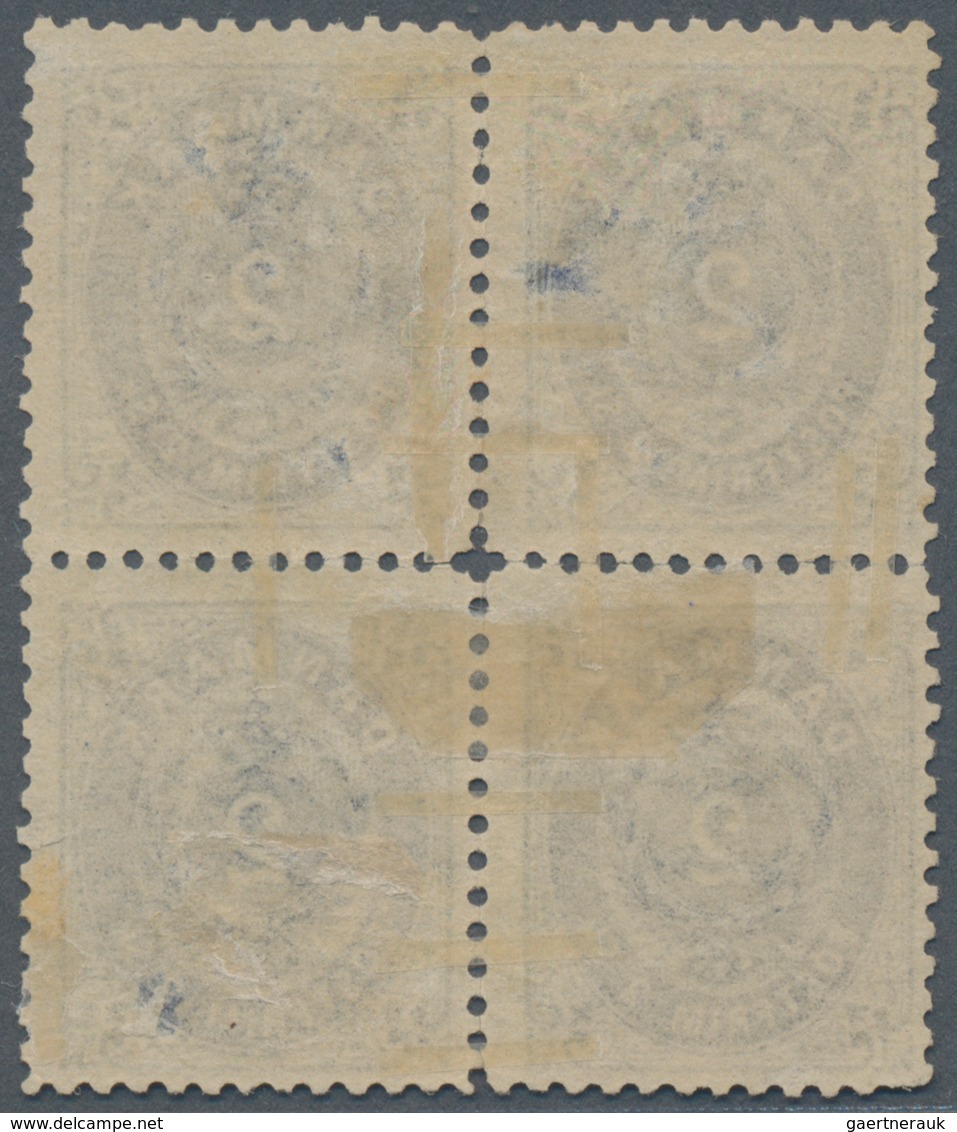 Dänemark: 1871 2s. Grey & Ultramarine, PERF 12½, Block Of Four From Printing 1a, Sheet Pos. A65-66/7 - Unused Stamps