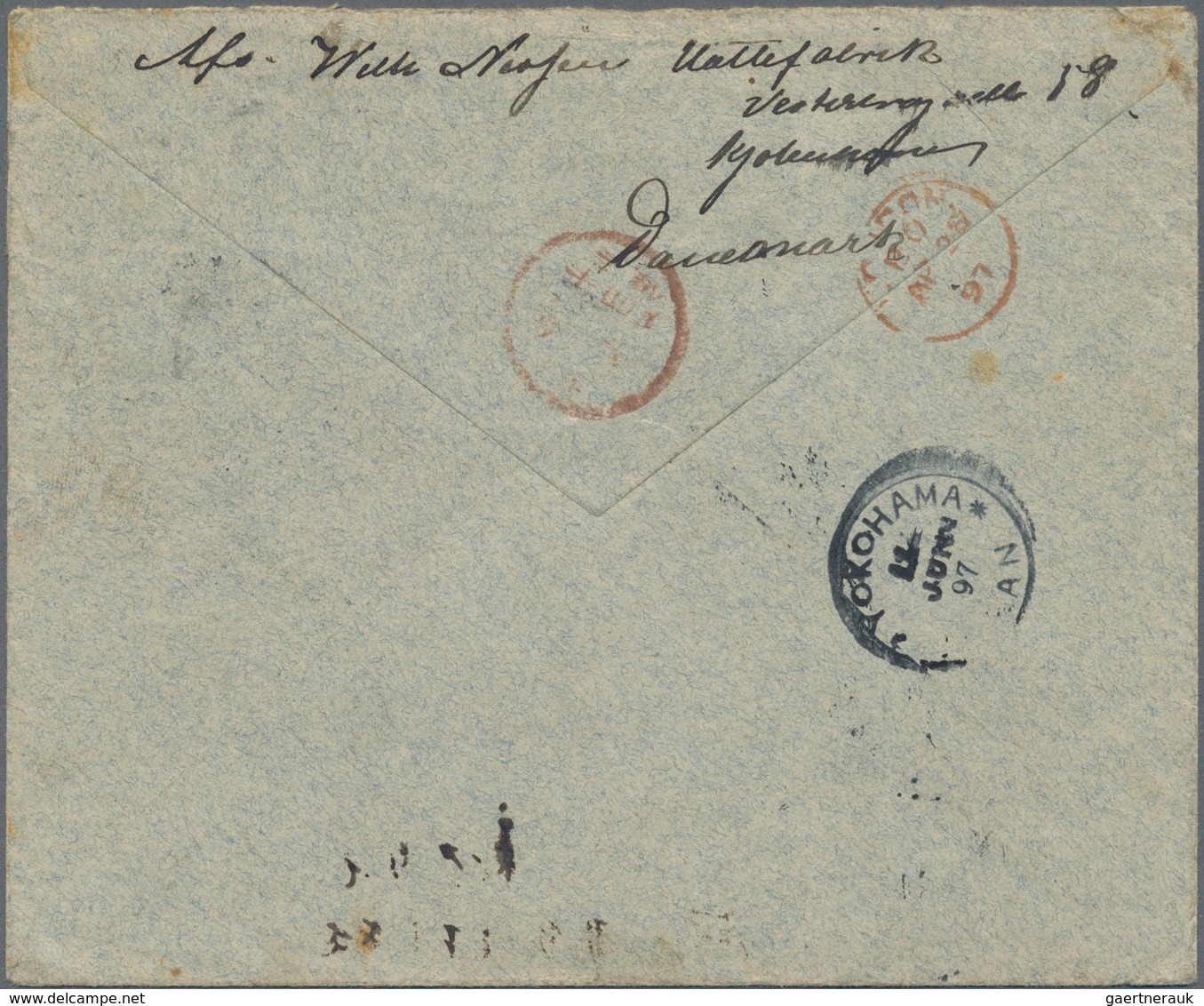 Dänemark: 1897 Destination JAPAN: Cover From Copenhagen To Yokohama Via London And Liverpool, Franke - Unused Stamps