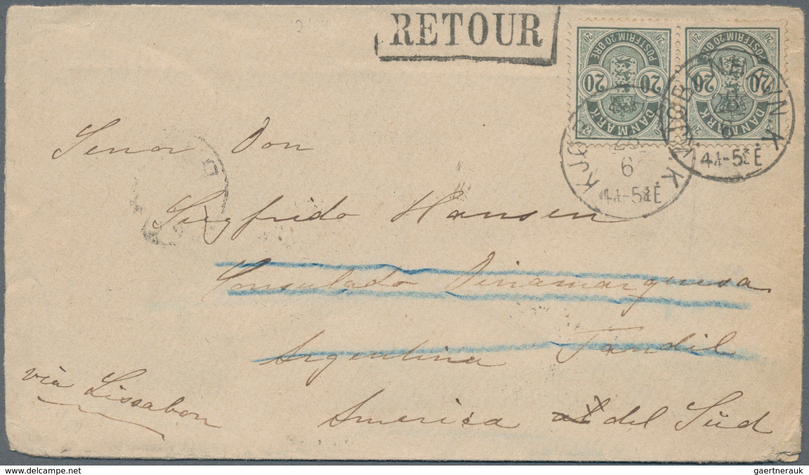 Dänemark: 1890 Destination ARGENTINA: Cover From Copenhagen To The Danish Consulate In Tandil, Argen - Ungebraucht
