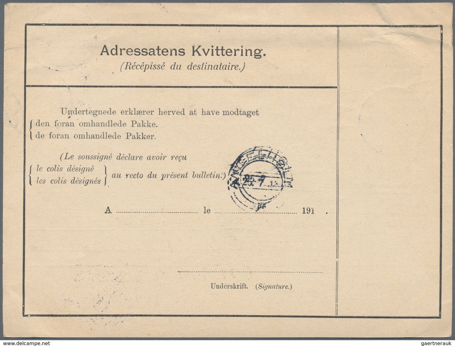 Dänemark: 1913, 120 Öre Mixed Franking On Parcel Card From Kobenhavn To Sweden - Ongebruikt