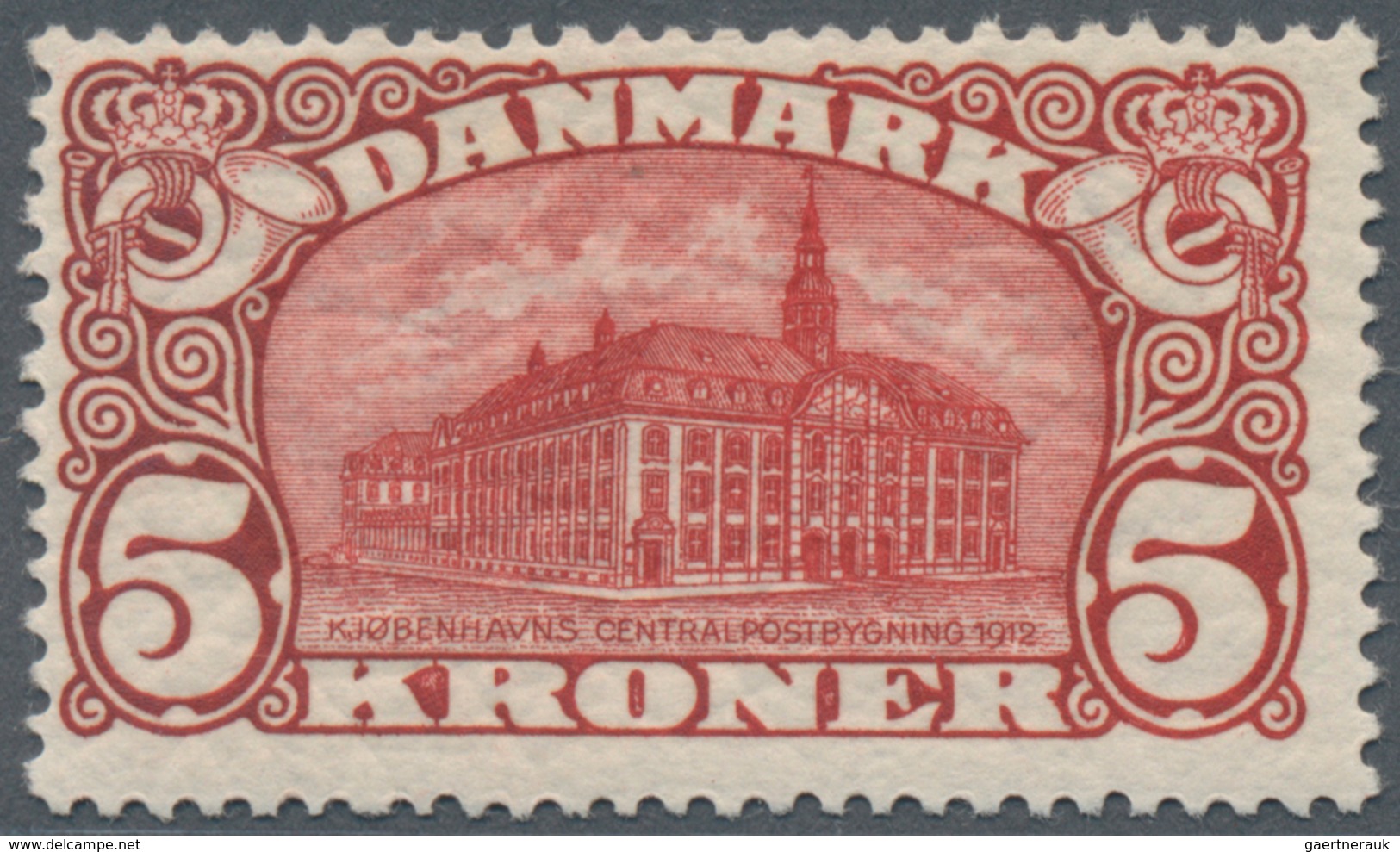 Dänemark: 1912, GPO Copenhagen 5kr. Brown-red With Wmk. Crown, Mint Lightly Hinged, Mi. € 350,-- (Fa - Ungebraucht