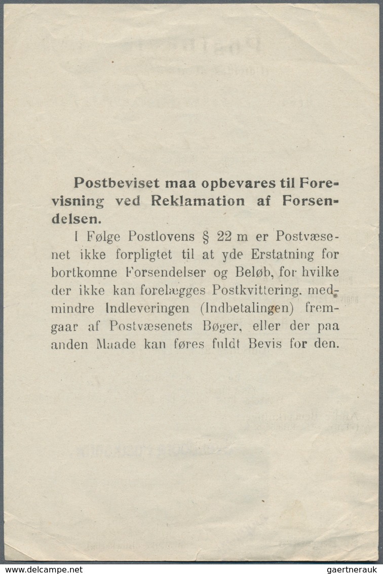 Dänemark: 1919, 10 Öre Red With Violet One-liner Cancel "Svendborg Postkontor" On Form "Postbevis" - Ongebruikt