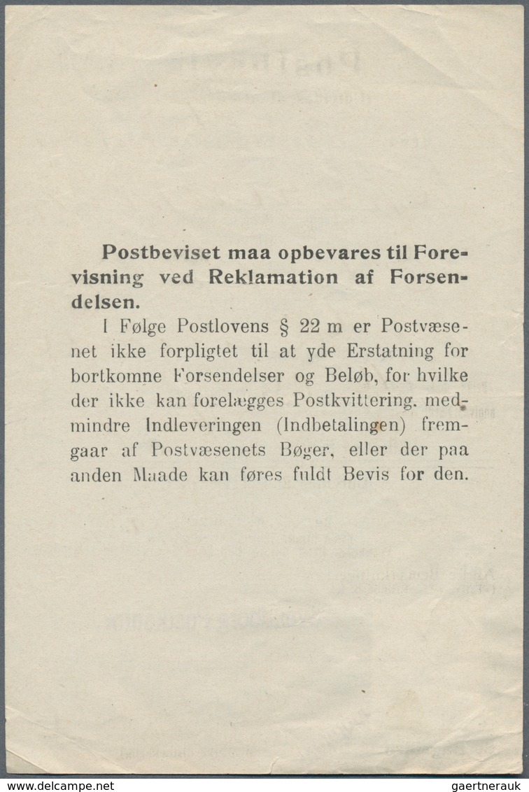 Dänemark: 1919, 10 Öre Red With Violet One-liner Cancel "Svendborg Postkontor" On Form "Postbevis" - Ungebraucht