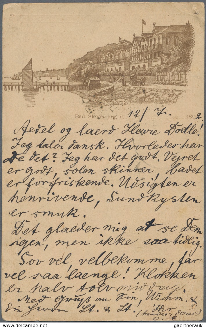 Dänemark: 1892, 10 Öre Red Postal Stationery Card Cancelled With Rare Small Circle "SKODSBORG", On R - Ungebraucht