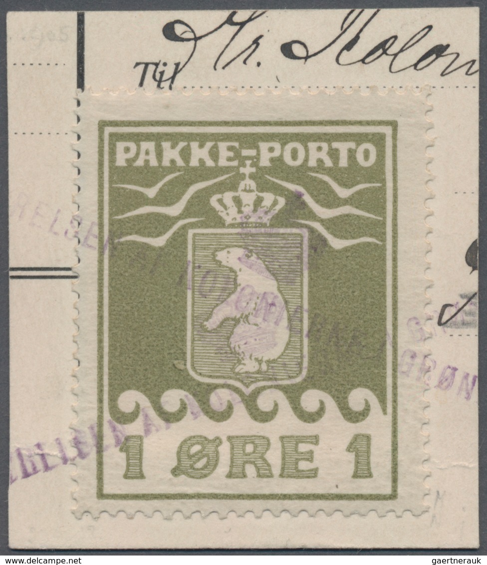 Dänemark - Grönländisches Handelskontor: 1905, 1ö. Olive On Piece Neatly Cancelled By Violet Straigh - Andere & Zonder Classificatie