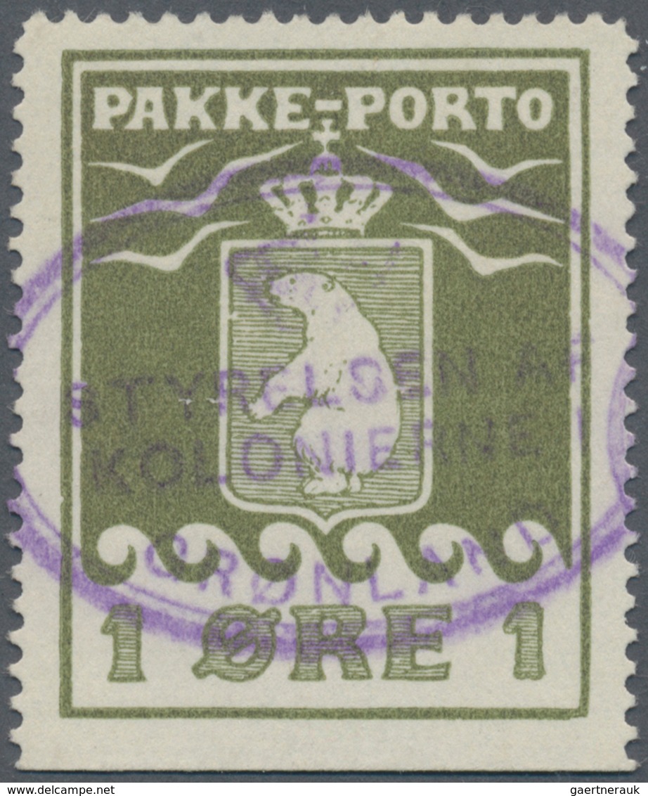 Dänemark - Grönland: 1915, 1 Ore Greenolive, Imperforated At Bottom, Violet Cancelled "STYRELSEN AF - Briefe U. Dokumente