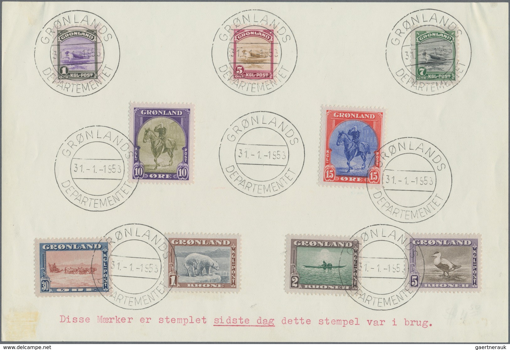 Dänemark - Grönland: 1945, New York Issue, Full Set On Cut Out With Last Day Cancellation Of The Can - Brieven En Documenten