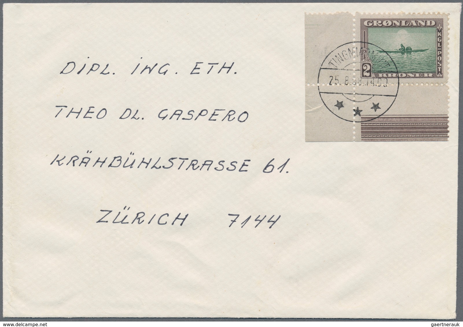 Dänemark - Grönland: 1945, America Issue 2 Kr. With Left Bottom Corner Margin On Nice Envelope From - Brieven En Documenten