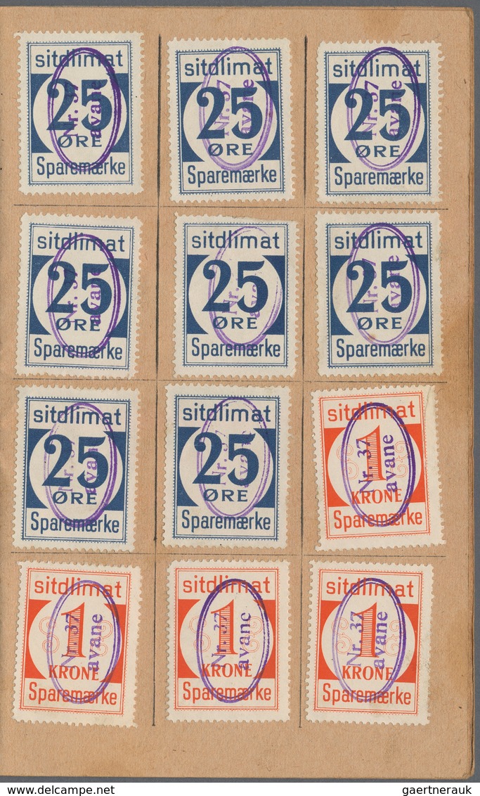 Dänemark - Grönland: 1950 Saving Stamps Booklet In Grey Containing 13 Large-numeral Postal Saving St - Brieven En Documenten
