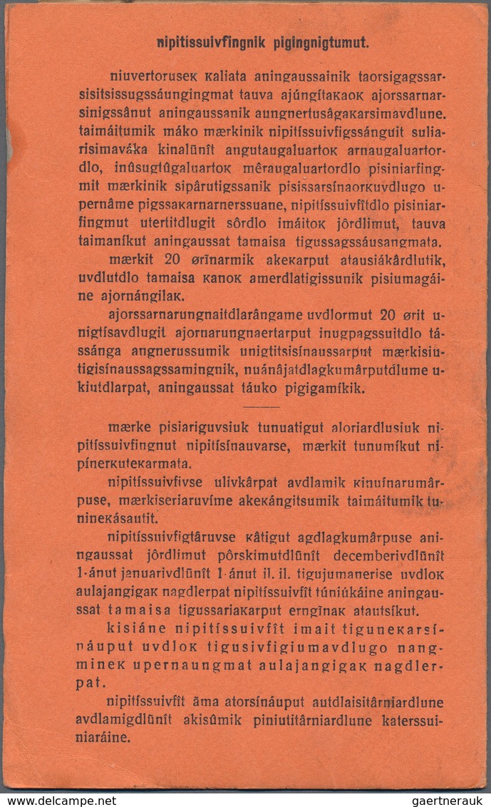 Dänemark - Grönland: 1951 Saving Stamps Booklet In Red-orange Containing 45 Large-numeral Postal Sav - Briefe U. Dokumente