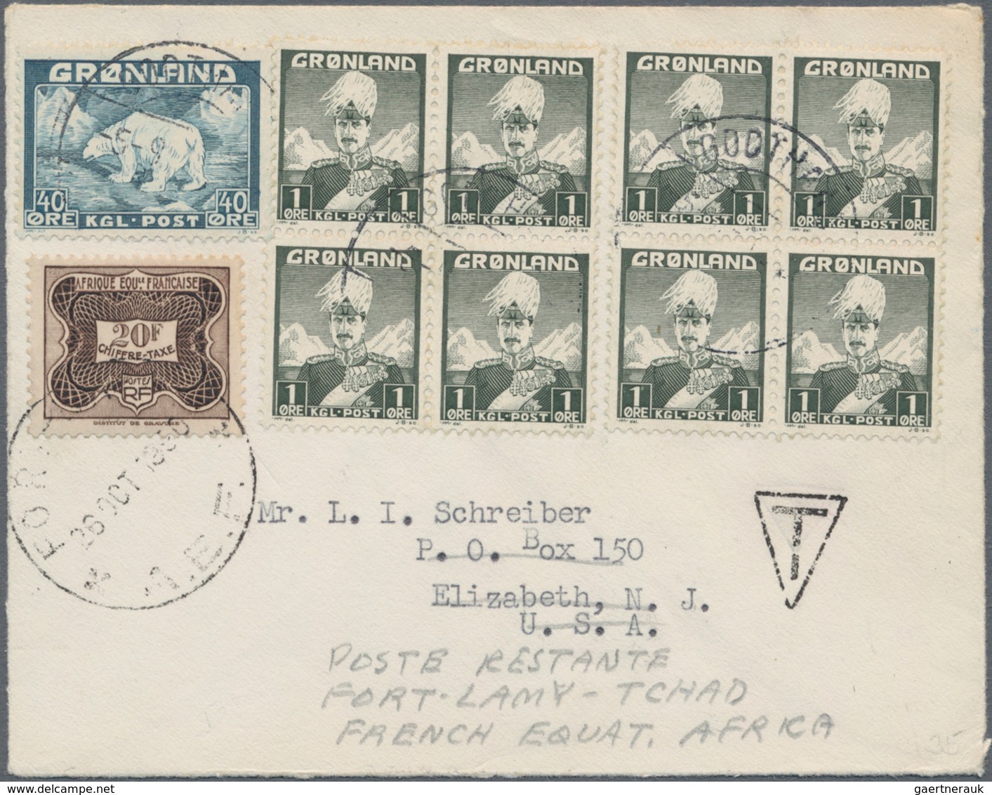 Dänemark - Grönland: 1960, Cover From GODTHAB To New Jersey/USA And Forwarded To FRENCH EQUAT. AFRIC - Briefe U. Dokumente