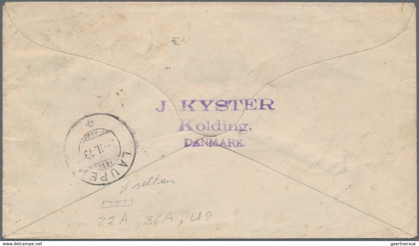 Dänemark - Ganzsachen: 1893: Postal Stationery Envelope 4 (øre) Blue Used Registered From Kolding To - Postwaardestukken