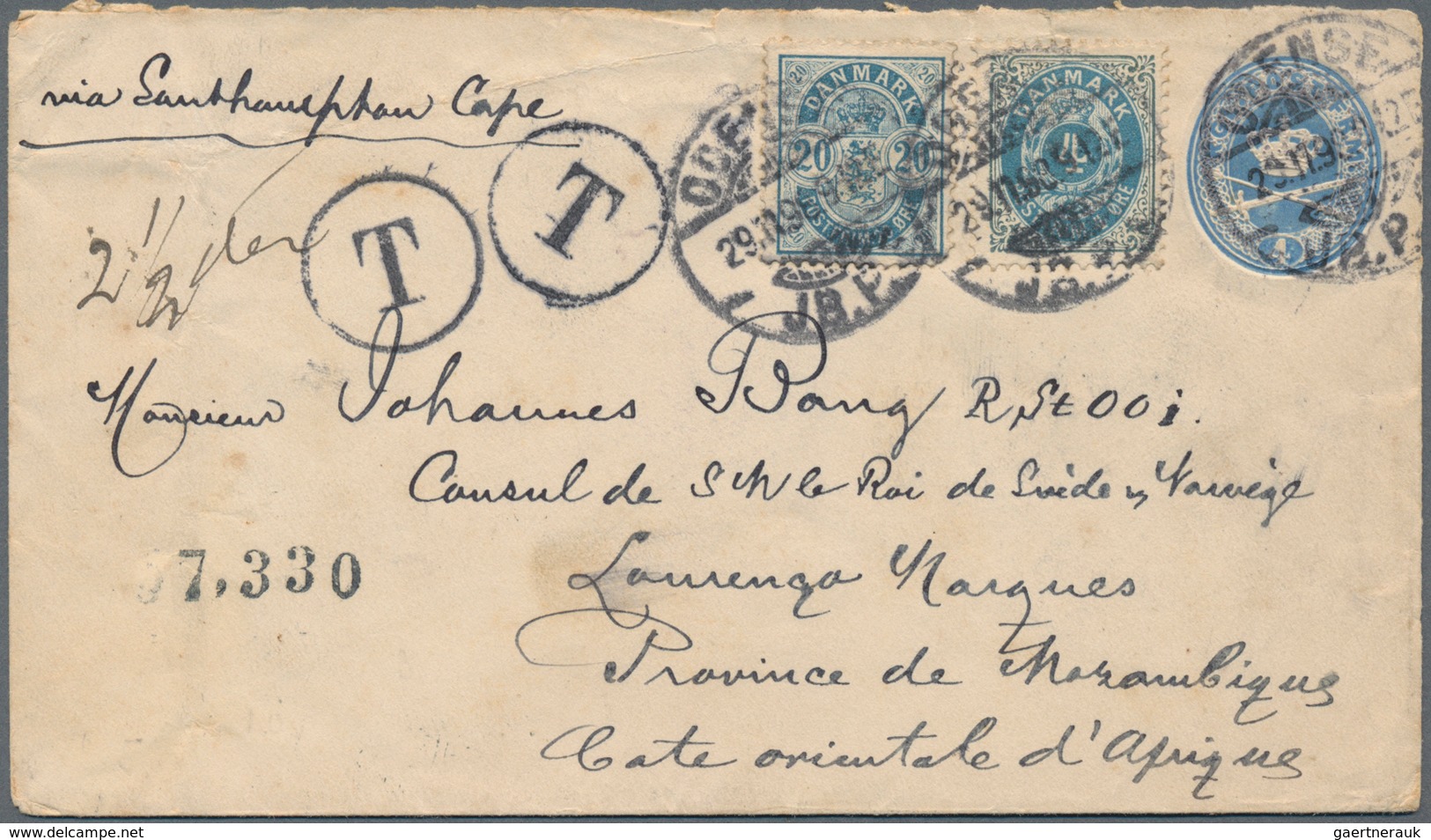 Dänemark - Ganzsachen: 1898 Destination LOURENÇO MARQUES: Postal Stationery Envelope 4 øre Used From - Ganzsachen