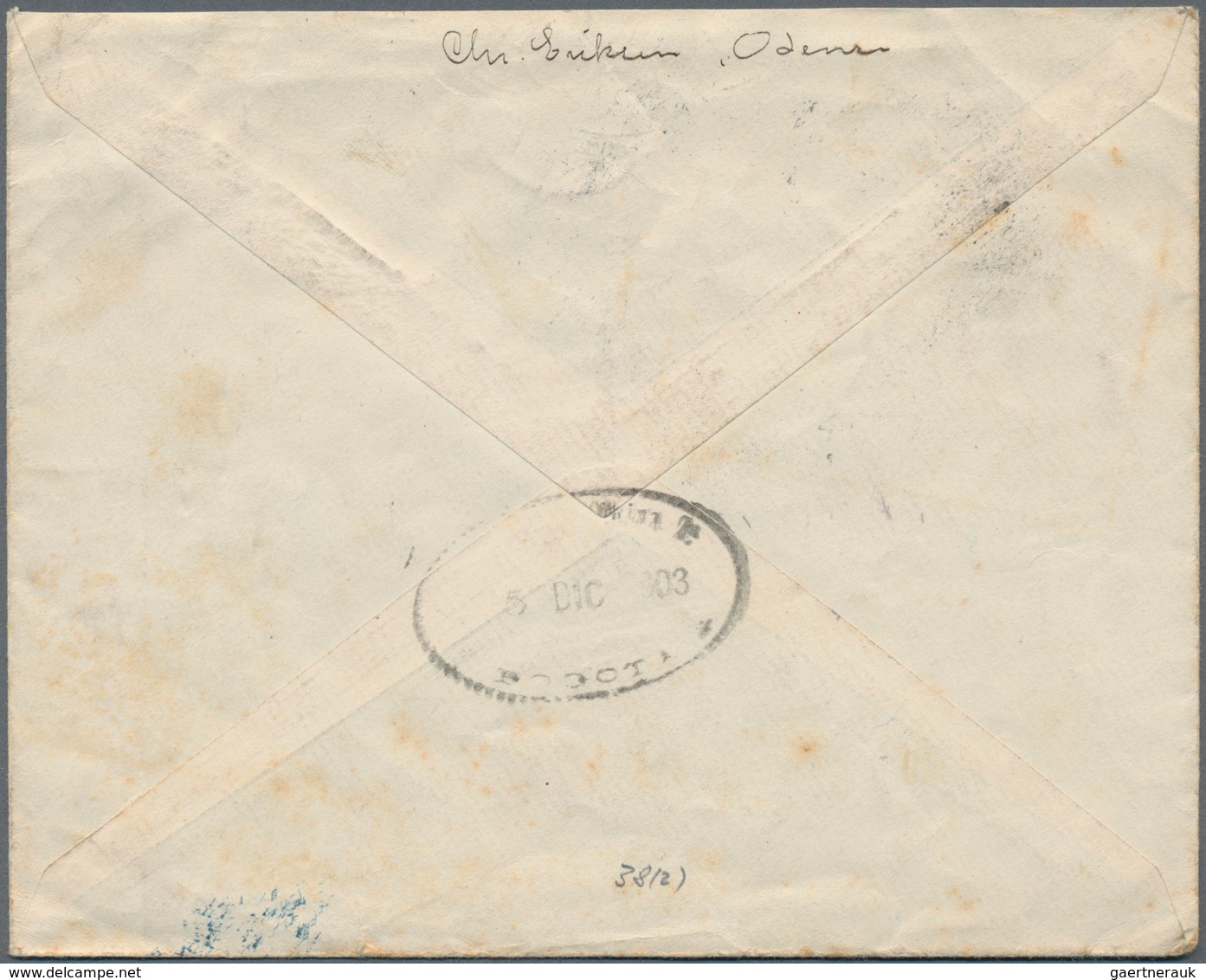 Dänemark - Ganzsachen: 1903 Destination COLOMBIA: Postal Stationery Envelope 5 øre Green Used Regist - Ganzsachen