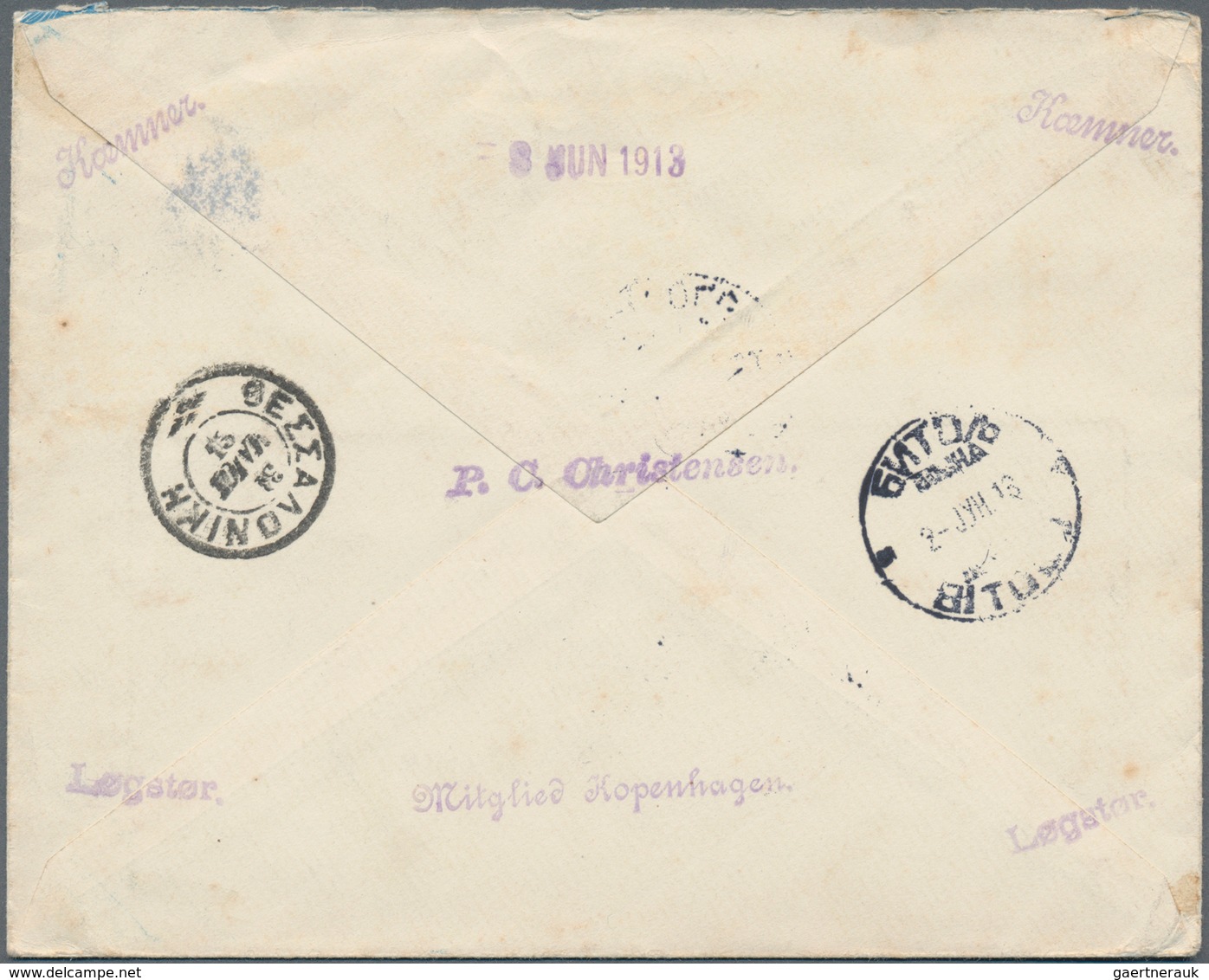 Dänemark - Ganzsachen: 1913 Destination BITOLA (Monastir, Serbia, Macedonia): Postal Stationery Enve - Ganzsachen