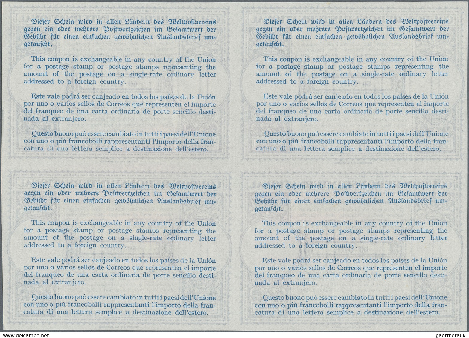 Dänemark - Ganzsachen: 1940. International Reply Coupon 50 Ore (London Type) In An Unused Block Of 4 - Postwaardestukken