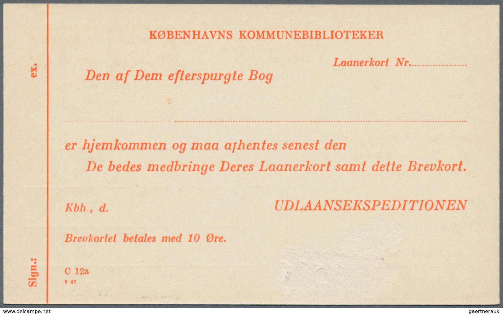 Dänemark - Ganzsachen: 1953, 6 Öre + 6 Öre Orange Service Postal Stationery Postcard From The Commun - Postwaardestukken
