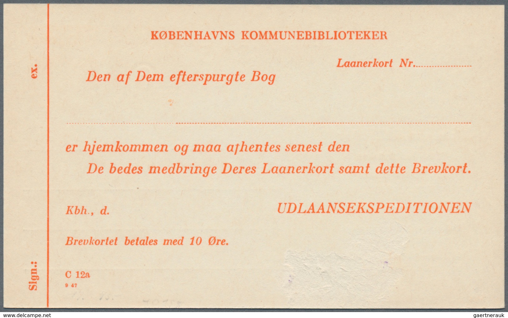 Dänemark - Ganzsachen: 1953, 6 Öre + 6 Öre Orange Service Postal Stationery Postcard From The Commun - Postal Stationery