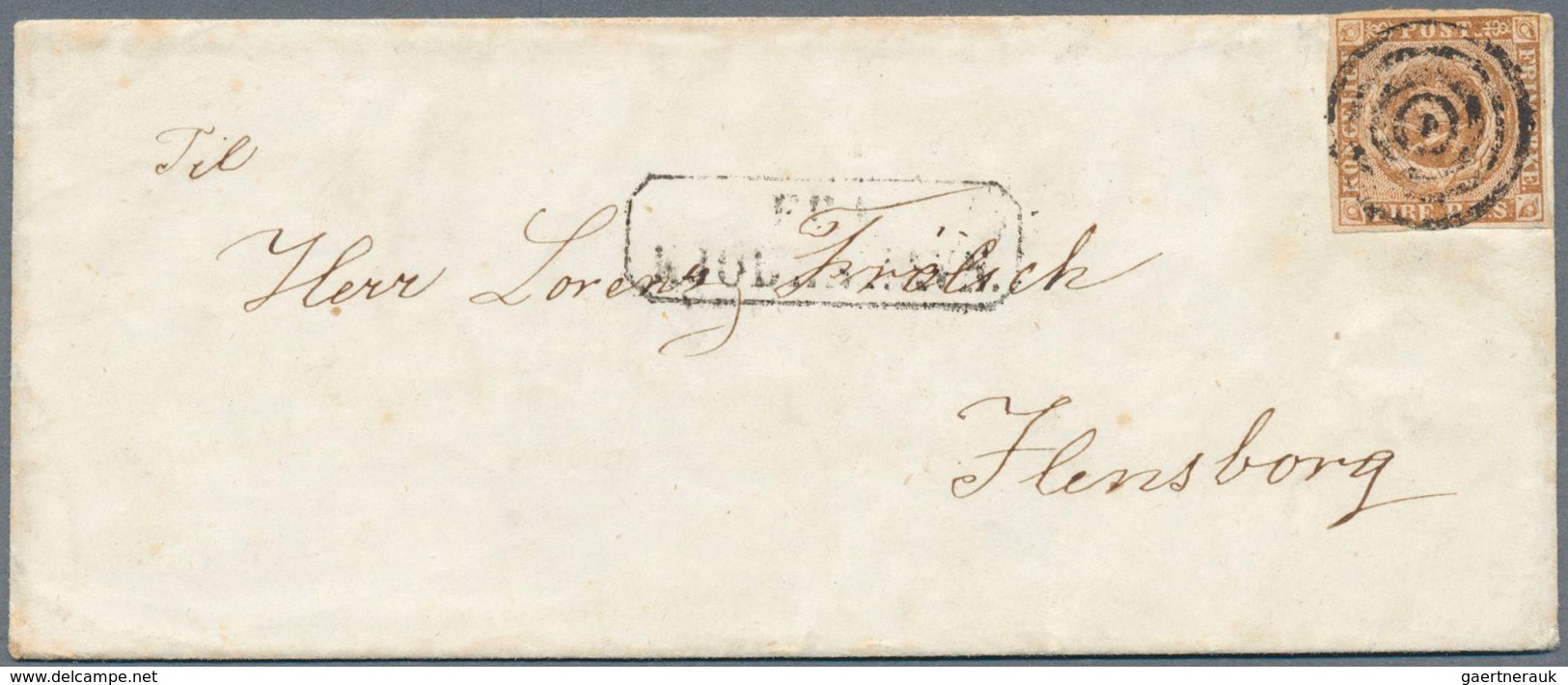 Dänemark - Stempel: 1856, Extremly Rare MUTE 4-RING CANCEL With Centered Dot (stummer 4-Ring Stempel - Franking Machines (EMA)