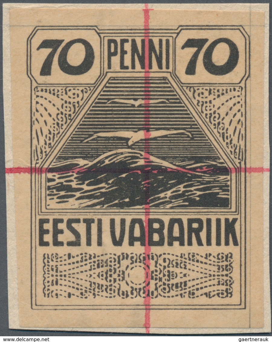 Estland: 1920. Seagulls 70p. Enlarged Black-and-white Print Of The Prototype (ca. 41x52 Mm). (G1) - Estonia