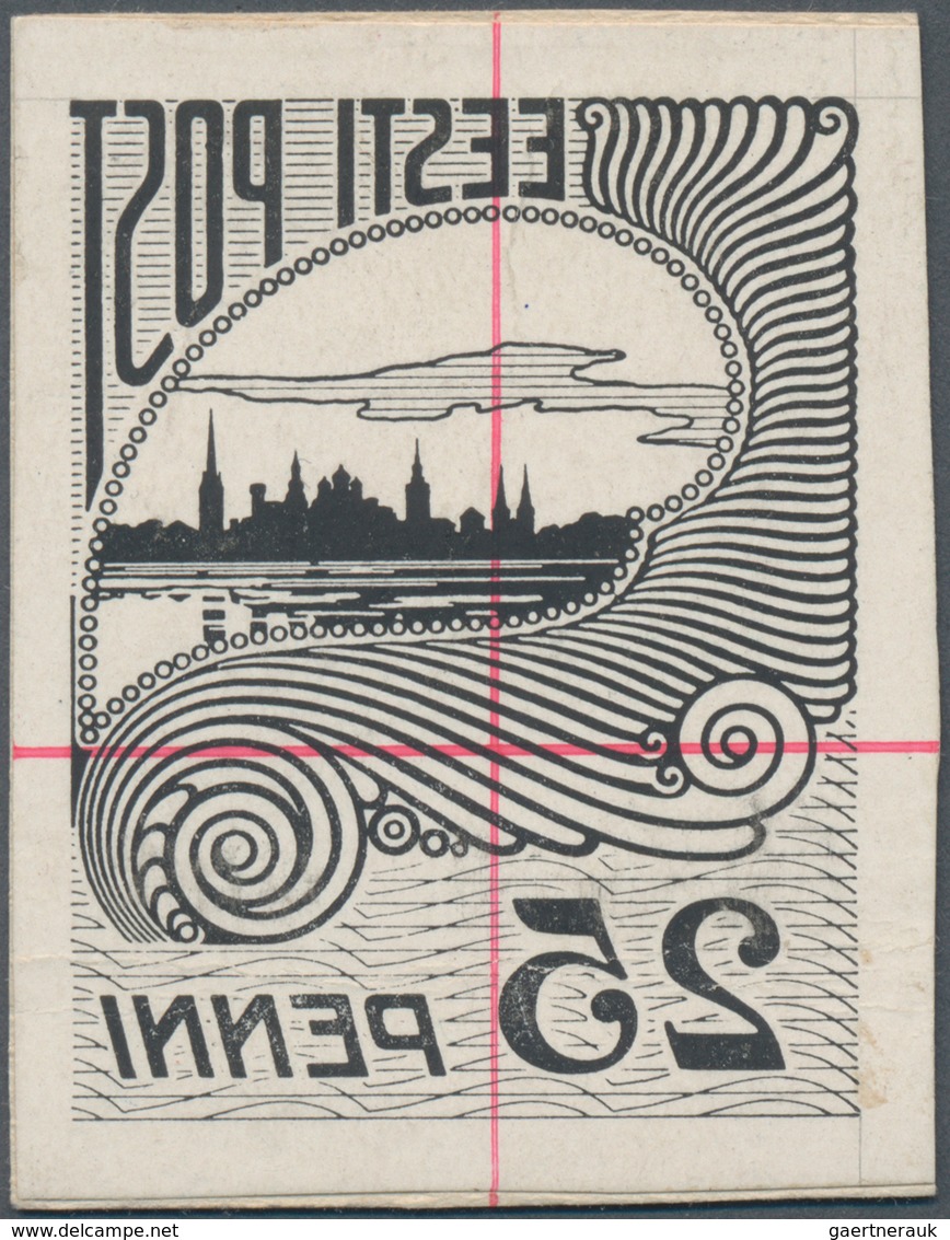 Estland: 1920. View Of Reval (Tallinn) 25p. Enlarged, Mirror-image Barite Print (37x48 Mm). Signed. - Estland