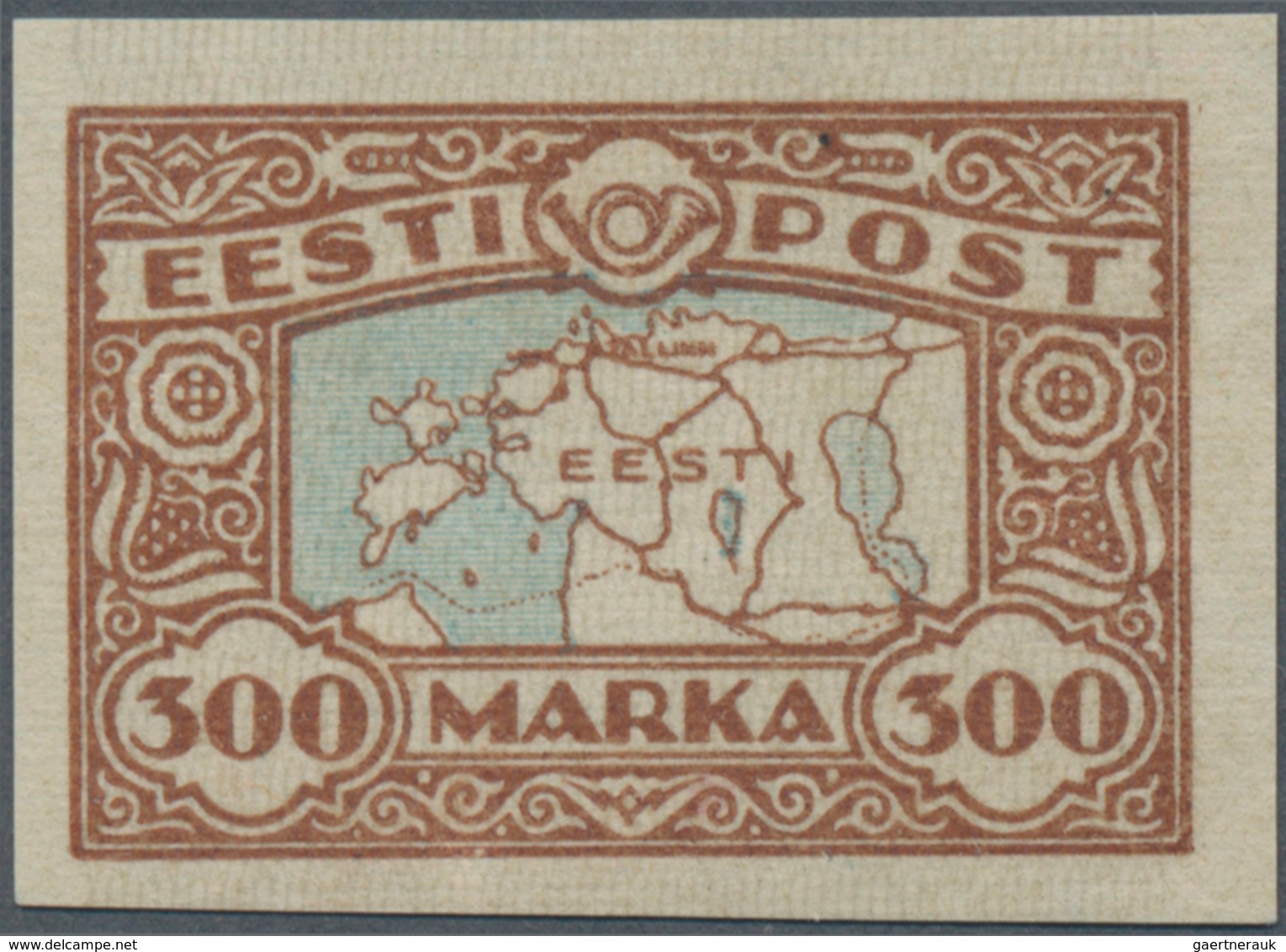 Estland: 1924. Map Of Estonia 300 M, Horizontally Corrugated Paper, Mint, NH. (G2) - Estland