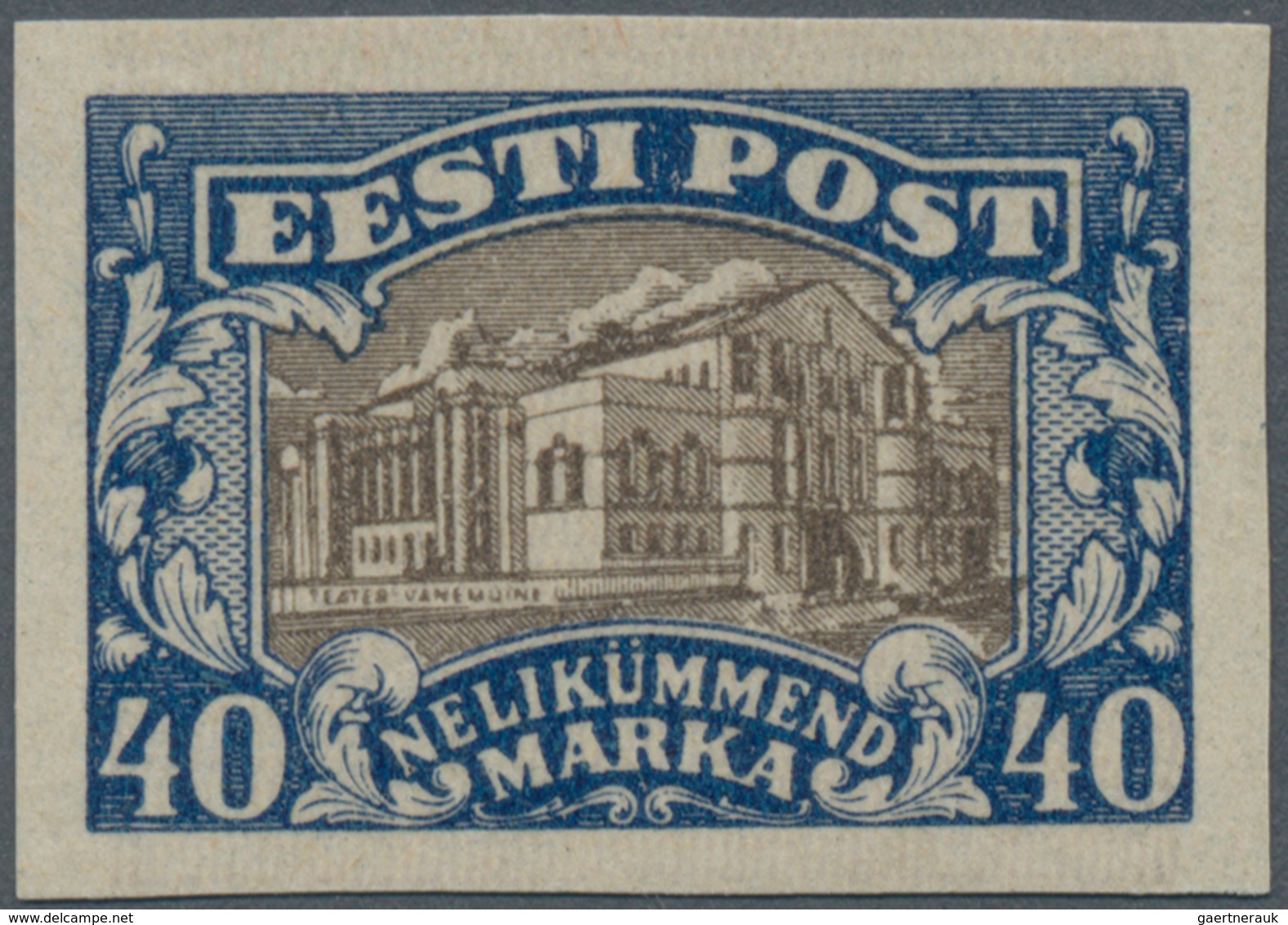 Estland: 1927. Vanemuine Theatre, Dorpat (Tartu) 40 M, Thin Paper, Mint, NH. (G3) - Estonia