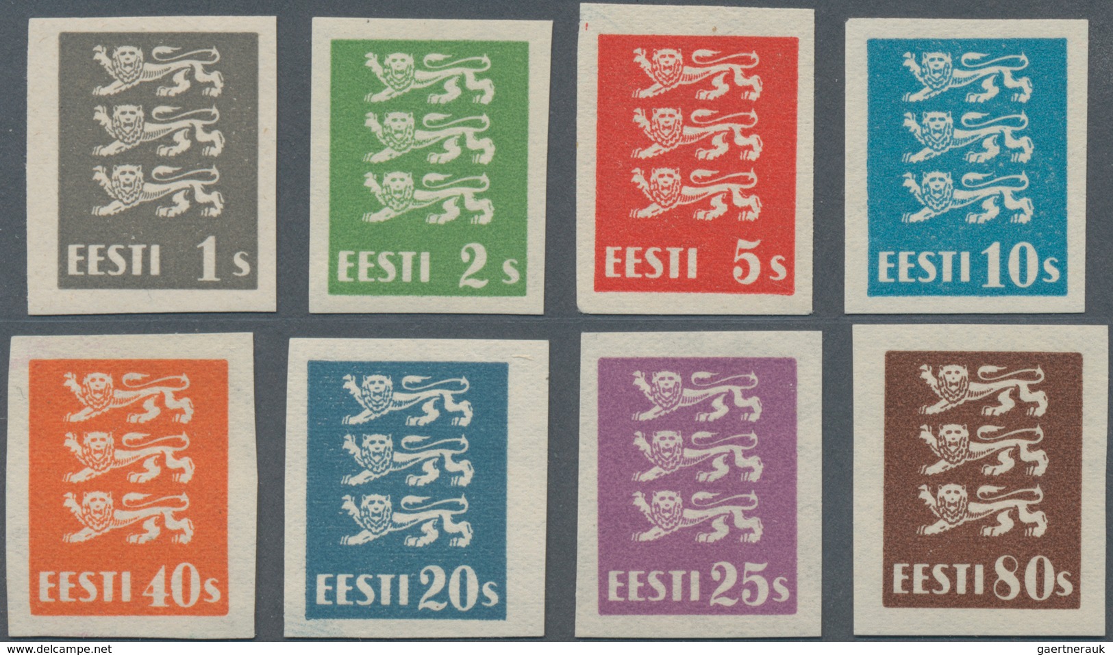 Estland: 1928/1929. Heraldic Lion, 8 Values As Proofs Without Net Overprint, And Additionally 10s Co - Estonia