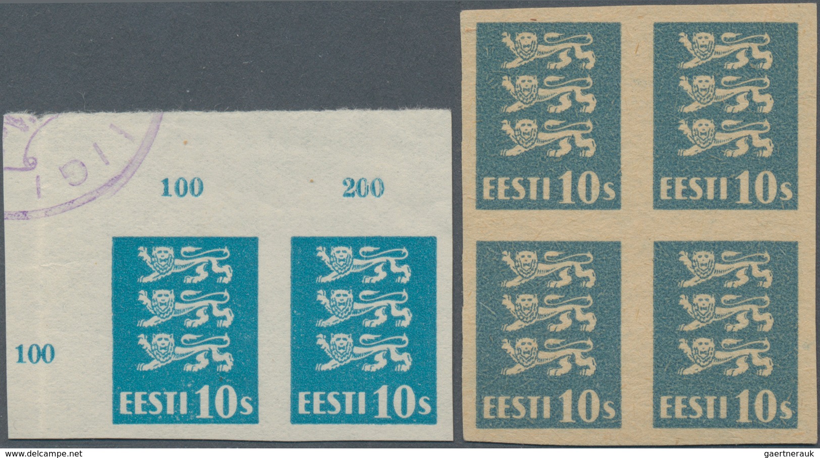 Estland: 1928/1929. Heraldic Lion, 8 Values As Proofs Without Net Overprint, And Additionally 10s Co - Estland