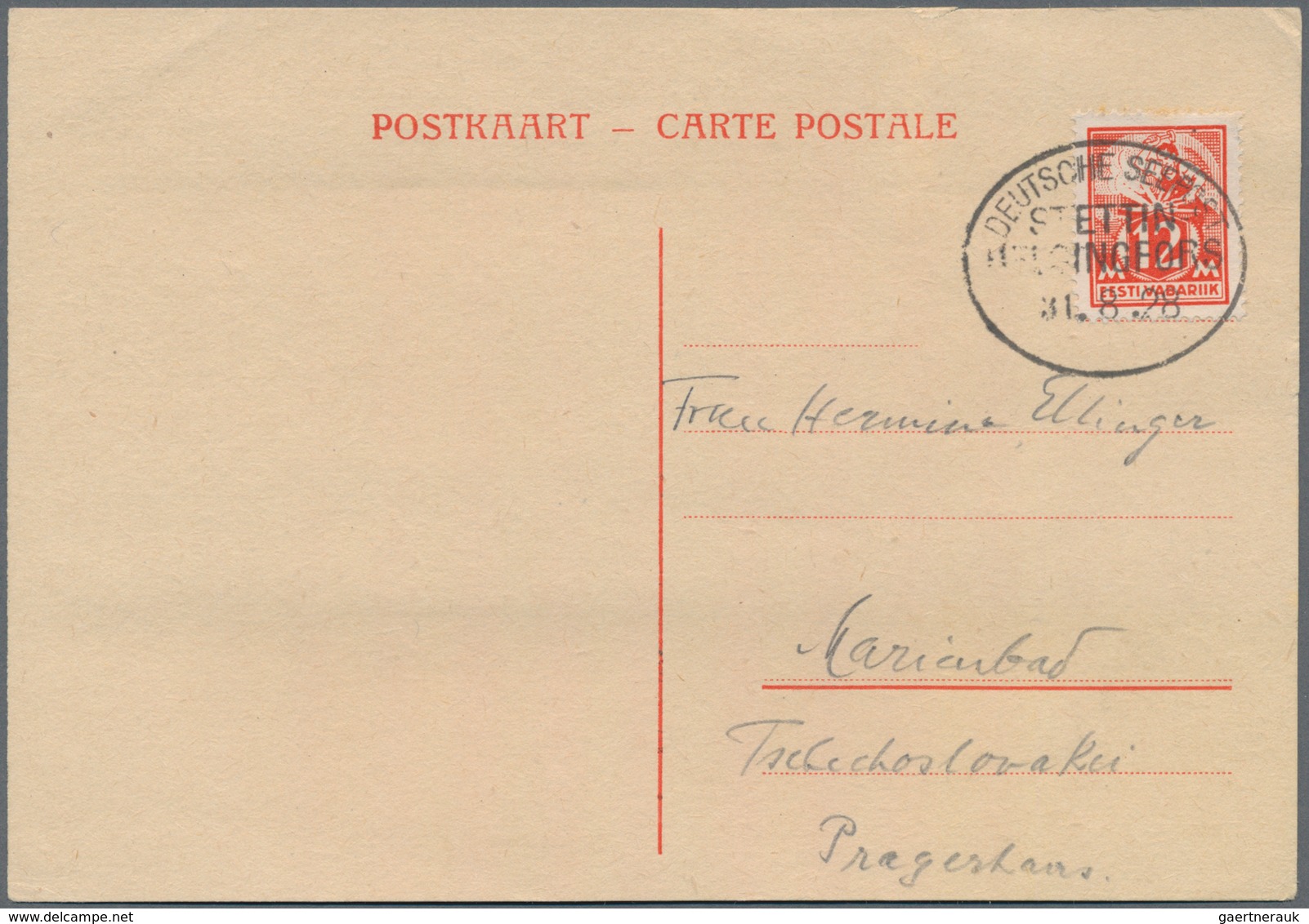 Estland: 1928, "DEUTSCHE SEEPOST / STETTIN-HELDINGFORS 31.8.28" On Postcard With Content Sent To Mar - Estonia