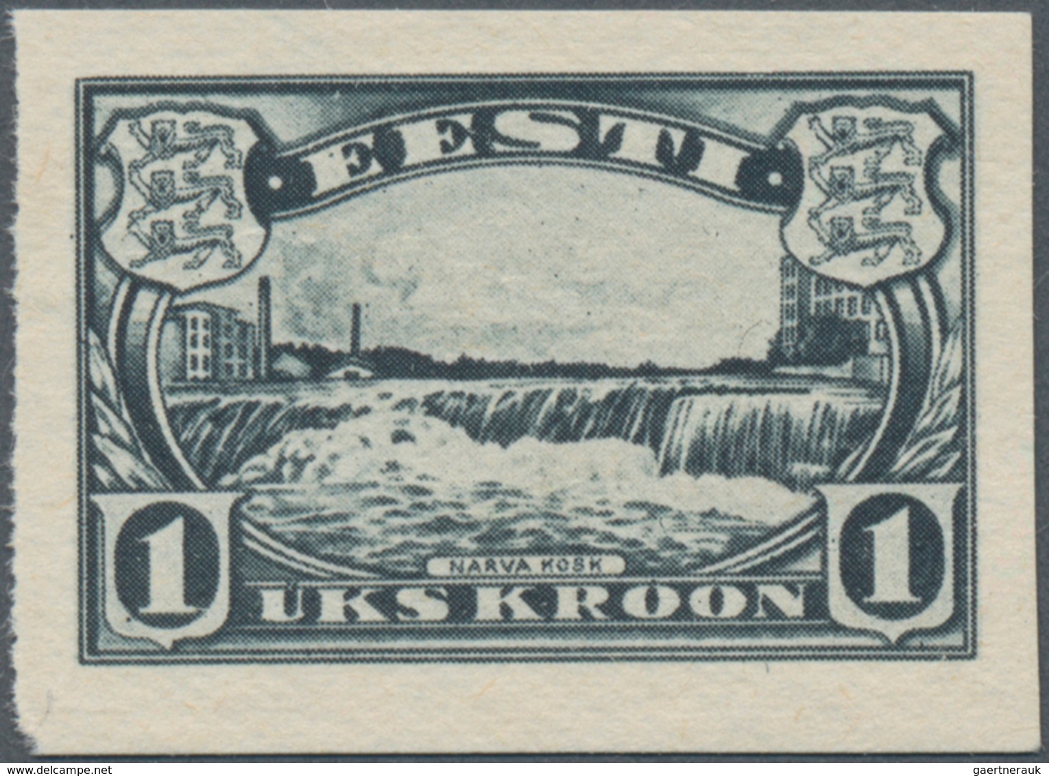 Estland: 1933. Narva Falls 1kr, Imperforated, No Gum. (G1) - Estland