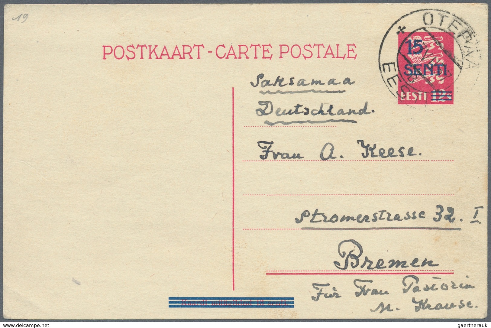 Estland - Ganzsachen: 1934/1935, 15 S On 12 S Carmine Overprint Single Psc And The Same As Double Ps - Estland