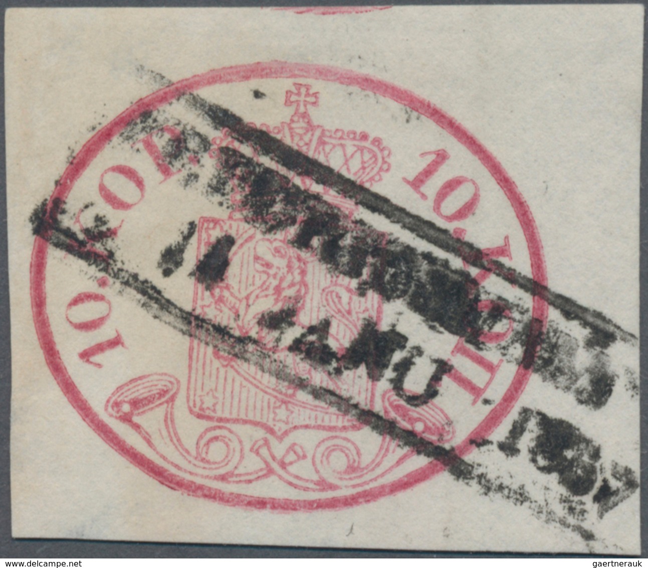 Finnland: 1856 10k. Rose-carmine, Used And Cancelled By Partially Indistinct Small Box Postmark "... - Gebruikt