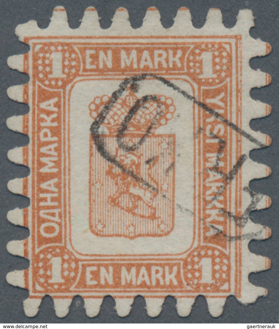 Finnland: 1867, 1 M Geblbraun Auf Weiß, Sauber Entwertet Mit Rahmenstempel "FR. KO", Luxusstück Mit - Used Stamps