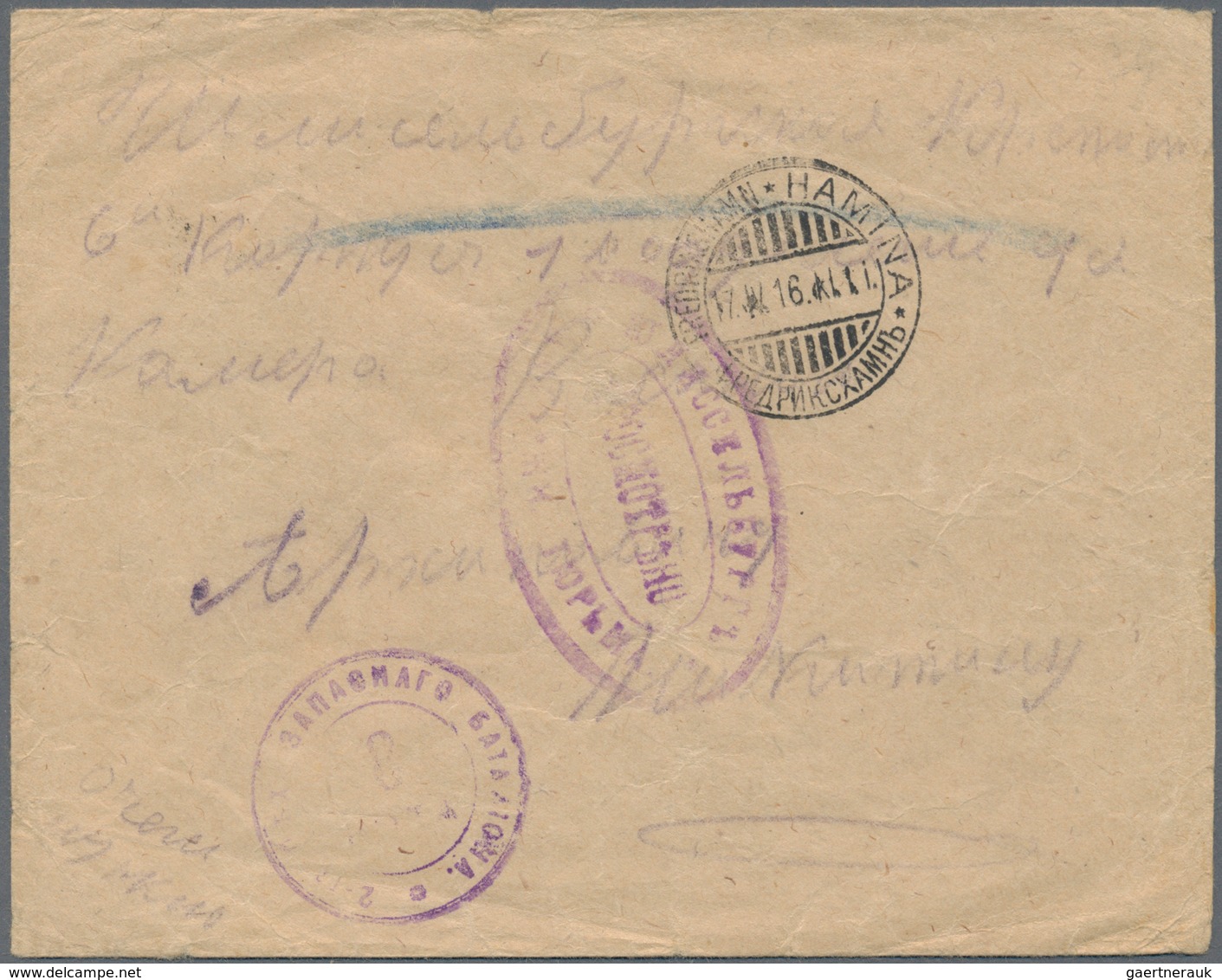 Finnland: 1916, Field-post Letter From HAMINA To The Breeding House Schlüsselburg/Russia With Large - Gebraucht