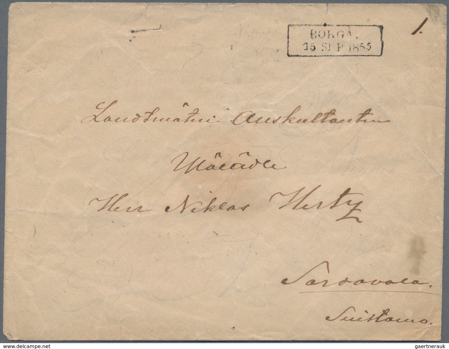 Finnland - Ganzsachen: 1855, 10 Kop Red Postal Stationery Cover With Frame Cancel BORGA, Mi 400.- - Postal Stationery