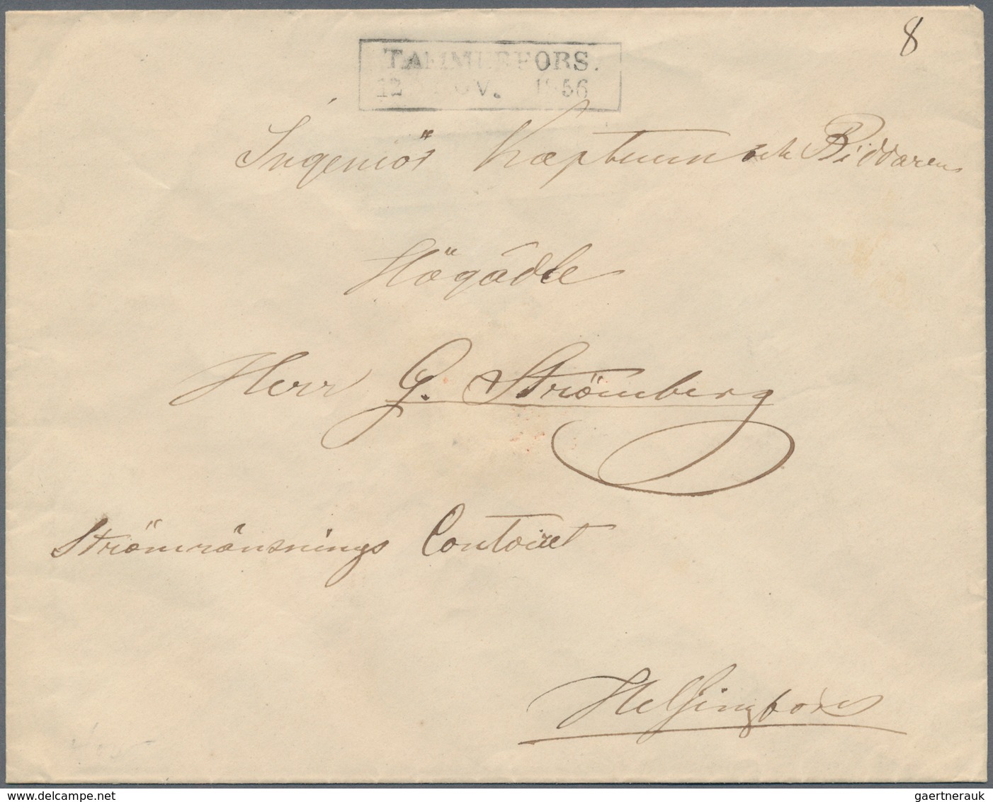 Finnland - Ganzsachen: 1856, 10 Kop Red Postal Stationery Cover Thin Withe Paper With Frame Cancel T - Postal Stationery