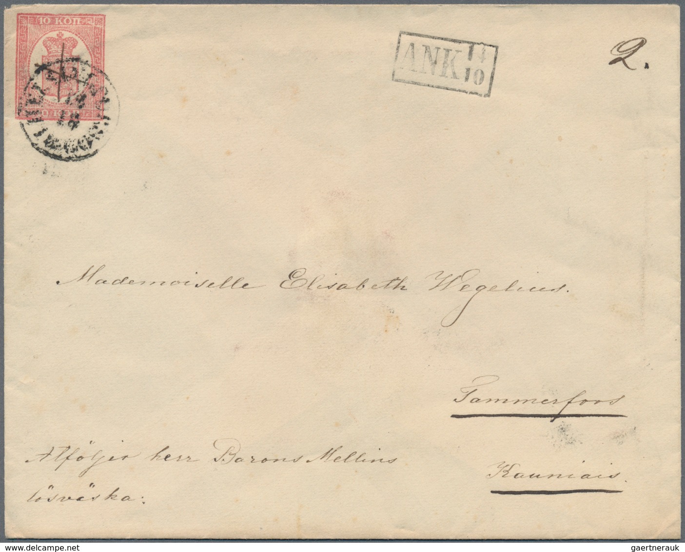 Finnland - Ganzsachen: 1860, 10 Kop Carmine Postal Stationery Cover From Helsingfors To Tammerfors - Postwaardestukken